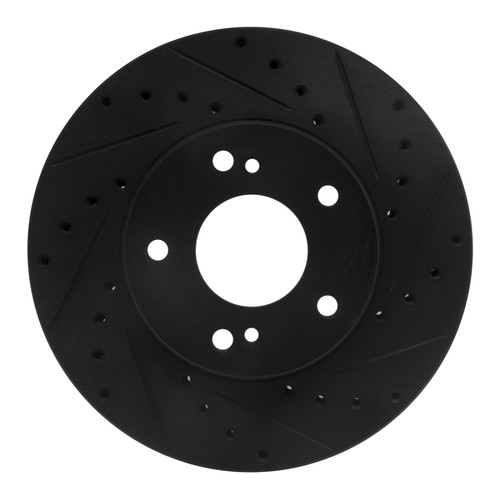 R1 90-97 Infiniti Q45 Front Right Drilled & Slotted Black Brake Rotor