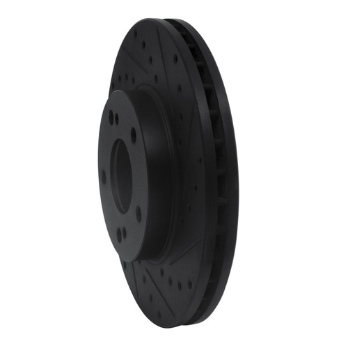 R1 90-97 Infiniti Q45 Front Right Drilled & Slotted Black Brake Rotor