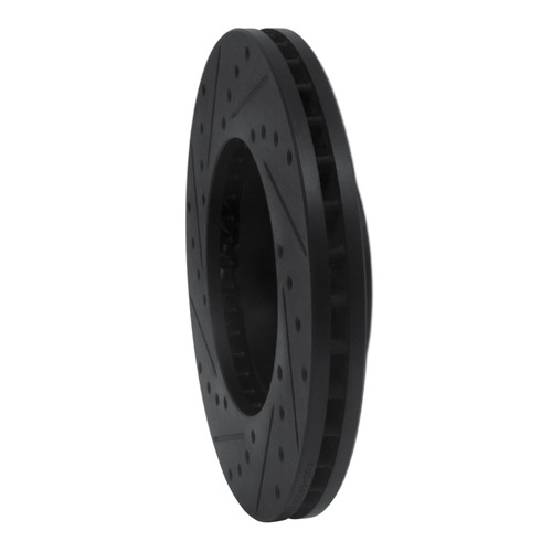 R1 90-97 Infiniti Q45 Front Right Drilled & Slotted Black Brake Rotor