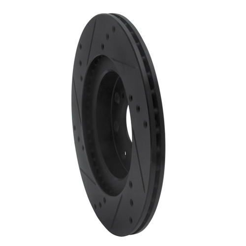 R1 00-05 Toyota MR2 Spyder Rear Right Drilled & Slotted Black Brake Rotor