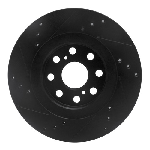 R1 00-05 Toyota MR2 Spyder Rear Right Drilled & Slotted Black Brake Rotor