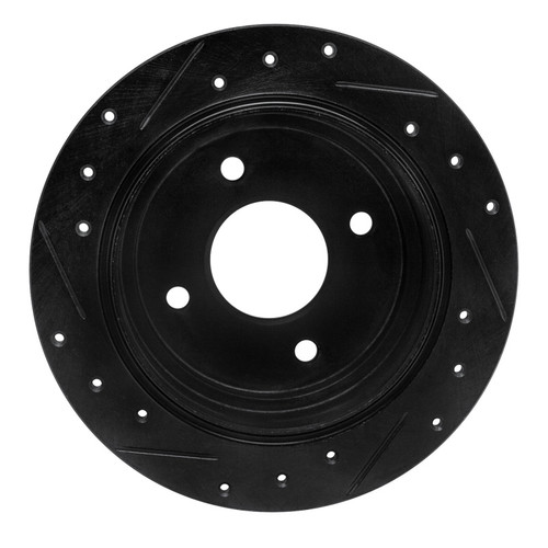 R1 90-92 Infiniti M30 Rear Right Drilled & Slotted Black Brake Rotor