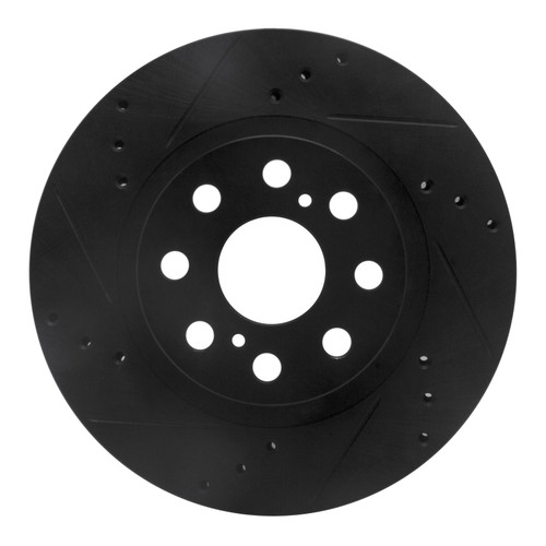 R1 00-05 Toyota MR2 Spyder Rear Left Drilled & Slotted Black Brake Rotor