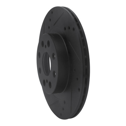 R1 00-05 Toyota MR2 Spyder Rear Left Drilled & Slotted Black Brake Rotor