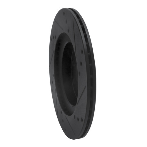 R1 00-05 Toyota MR2 Spyder Rear Left Drilled & Slotted Black Brake Rotor