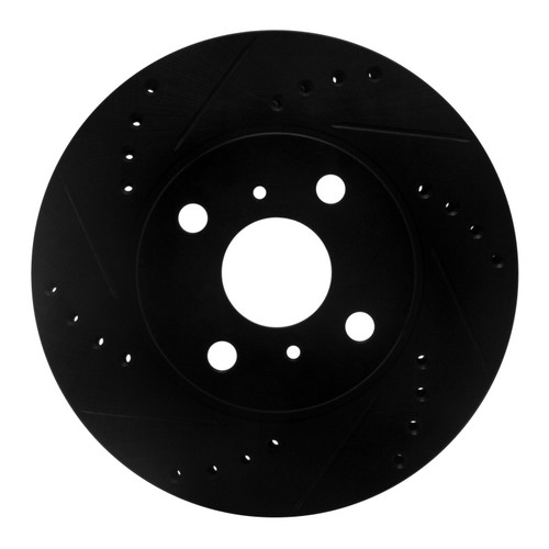 R1 00-05 Toyota Echo Front Left Drilled & Slotted Black Brake Rotor
