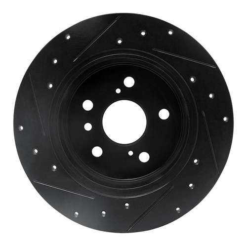 R1 00-04 Toyota AVALON Rear Right Drilled & Slotted Black Brake Rotor