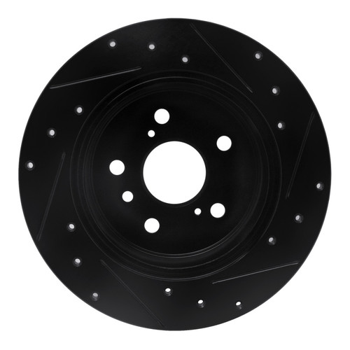 R1 00-04 Toyota AVALON Rear Left Drilled & Slotted Black Brake Rotor