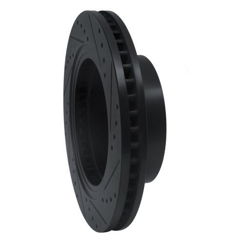 R1 16-24 Nissan Titan XD Front Left Drilled & Slotted Black Brake Rotor