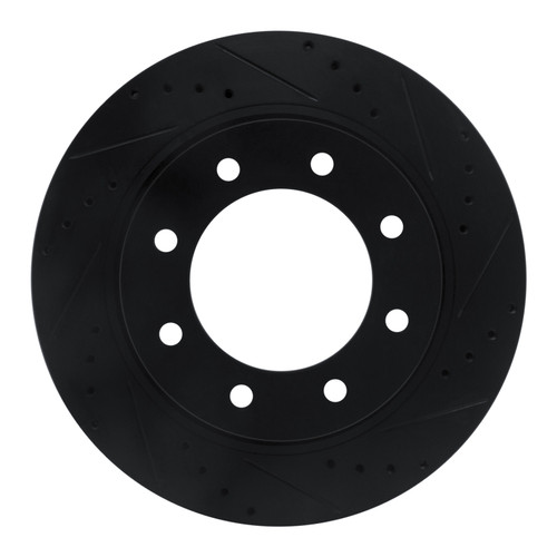 R1 12-21 Nissan NV1500 Front Right Drilled & Slotted Black Brake Rotor