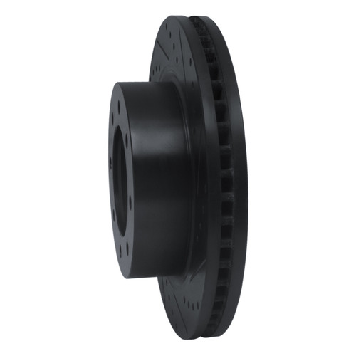 R1 12-21 Nissan NV1500 Front Right Drilled & Slotted Black Brake Rotor