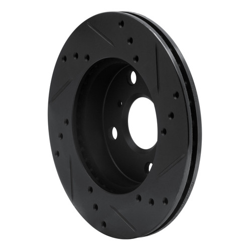 R1 99-05 Toyota Echo Front Left Drilled & Slotted Black Brake Rotor