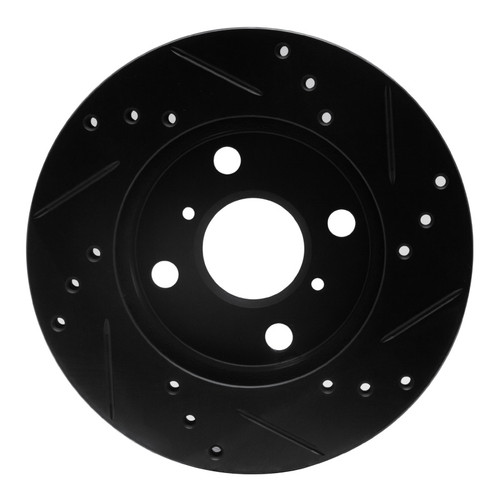 R1 99-05 Toyota Echo Front Left Drilled & Slotted Black Brake Rotor