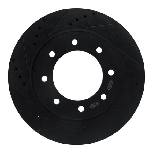R1 12-21 Nissan NV1500 Front Left Drilled & Slotted Black Brake Rotor