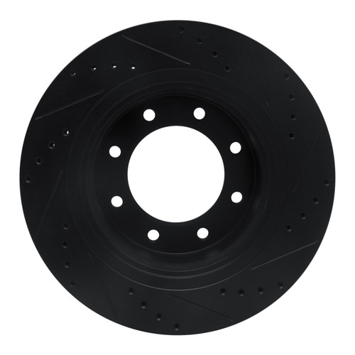 R1 12-21 Nissan NV1500 Front Left Drilled & Slotted Black Brake Rotor