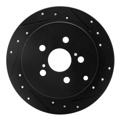 R1 00-10 Pontiac Vibe Rear Right Drilled & Slotted Black Brake Rotor