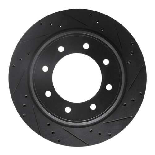 R1 12-21 Nissan NV1500 Rear Right Drilled & Slotted Black Brake Rotor
