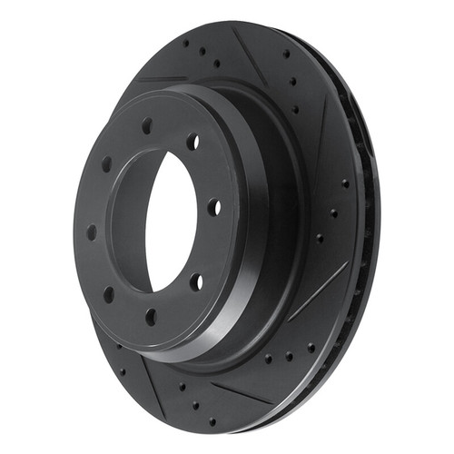 R1 12-21 Nissan NV1500 Rear Right Drilled & Slotted Black Brake Rotor