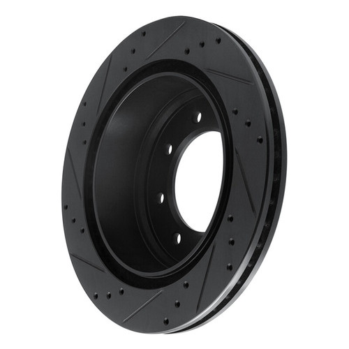 R1 12-21 Nissan NV1500 Rear Right Drilled & Slotted Black Brake Rotor