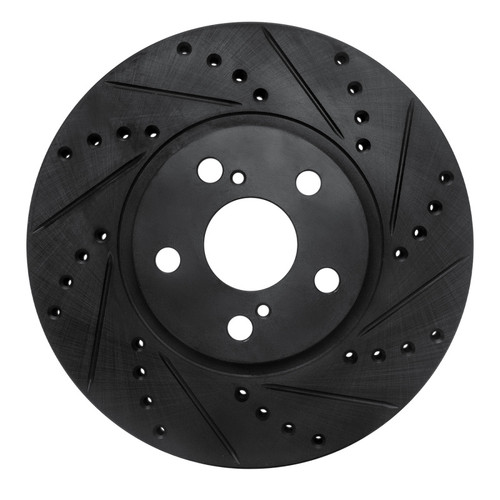 R1 00-10 Pontiac Vibe Front Right Drilled & Slotted Black Brake Rotor