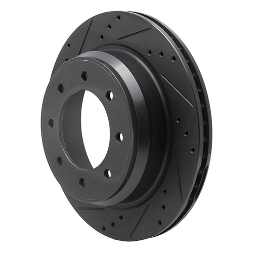 R1 12-21 Nissan NV1500 Rear Left Drilled & Slotted Black Brake Rotor