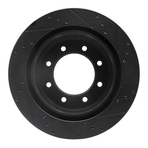 R1 12-21 Nissan NV1500 Rear Left Drilled & Slotted Black Brake Rotor