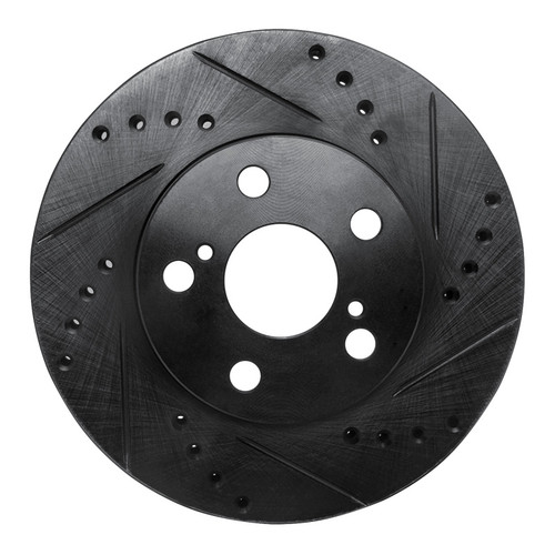 R1 94-00 Toyota Celica Front Right Drilled & Slotted Black Brake Rotor