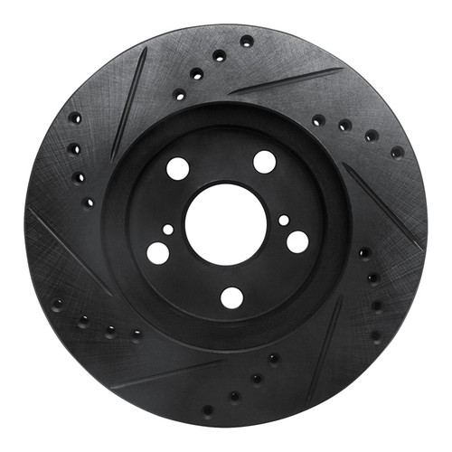 R1 94-00 Toyota Celica Front Right Drilled & Slotted Black Brake Rotor