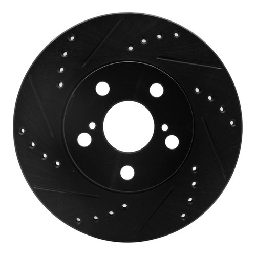 R1 94-00 Toyota Celica Front Left Drilled & Slotted Black Brake Rotor