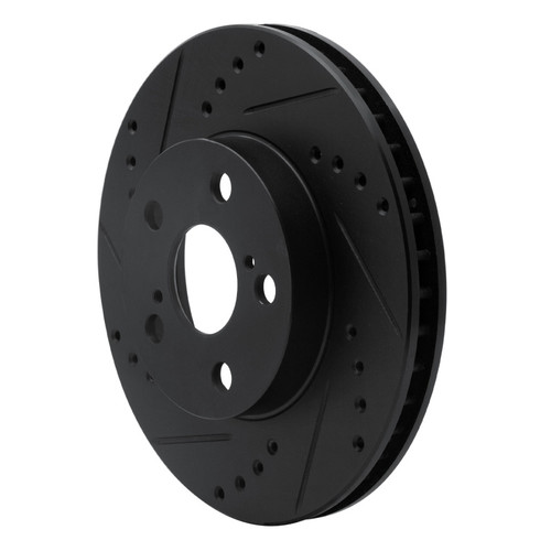 R1 94-00 Toyota Celica Front Left Drilled & Slotted Black Brake Rotor