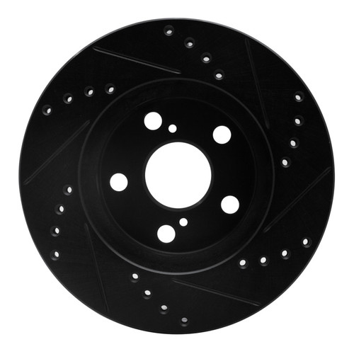 R1 94-00 Toyota Celica Front Left Drilled & Slotted Black Brake Rotor