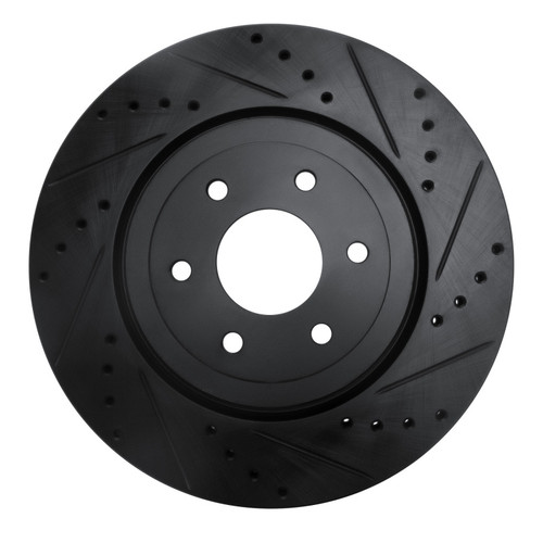 R1 08-11 Nissan Pathfinder Front Right Drilled & Slotted Black Brake Rotor