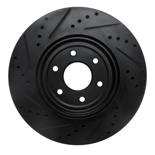 R1 08-11 Nissan Pathfinder Front Right Drilled & Slotted Black Brake Rotor