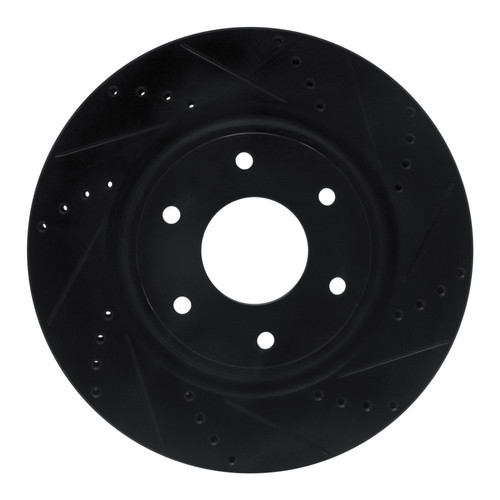 R1 05-07 Infiniti QX56 Front Right Drilled & Slotted Black Brake Rotor