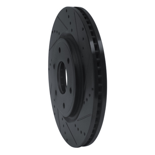 R1 05-07 Infiniti QX56 Front Right Drilled & Slotted Black Brake Rotor