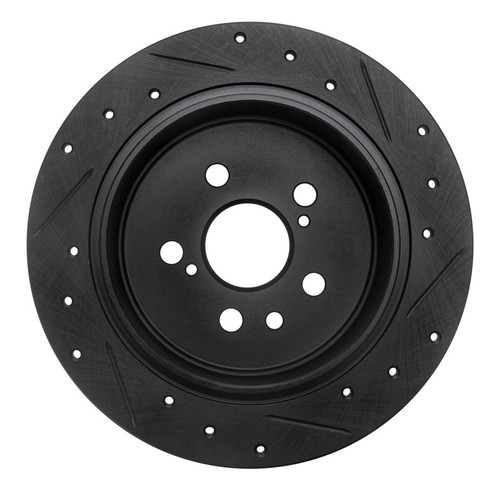R1 96-99 Toyota Celica Rear Left Drilled & Slotted Black Brake Rotor