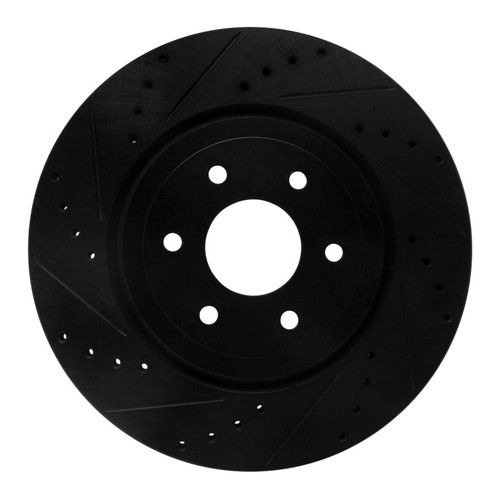 R1 08-11 Nissan Pathfinder Front Left Drilled & Slotted Black Brake Rotor