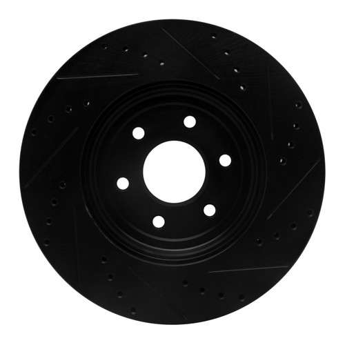 R1 08-11 Nissan Pathfinder Front Left Drilled & Slotted Black Brake Rotor