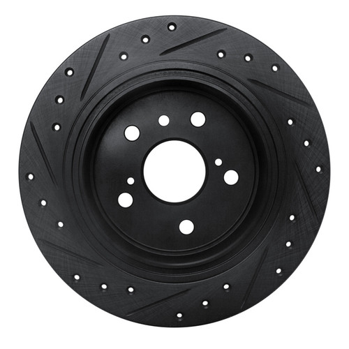 R1 95-99 Toyota AVALON Rear Right Drilled & Slotted Black Brake Rotor