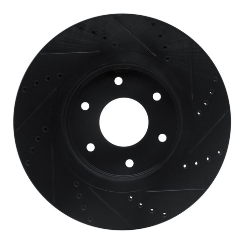 R1 05-07 Infiniti QX56 Front Left Drilled & Slotted Black Brake Rotor