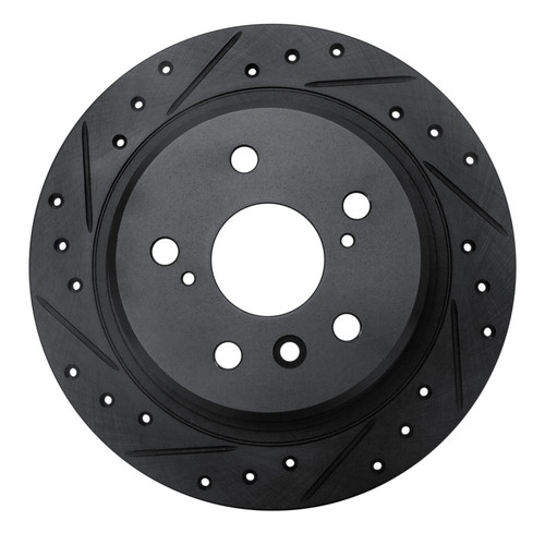 R1 95-99 Toyota AVALON Rear Left Drilled & Slotted Black Brake Rotor