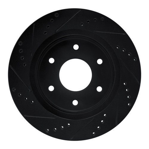 R1 05-07 Infiniti QX56 Front Right Drilled & Slotted Black Brake Rotor ECB-67096R