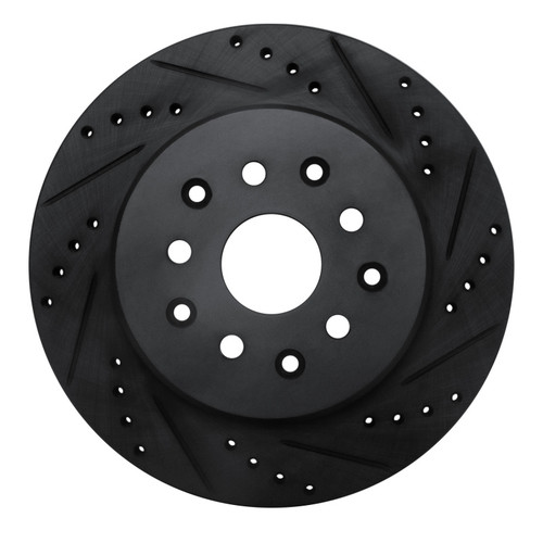 R1 93-98 Toyota Supra Rear Right Drilled & Slotted Black Brake Rotor