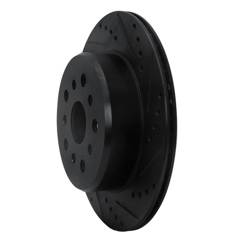 R1 93-98 Toyota Supra Rear Right Drilled & Slotted Black Brake Rotor