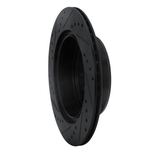 R1 93-98 Toyota Supra Rear Right Drilled & Slotted Black Brake Rotor