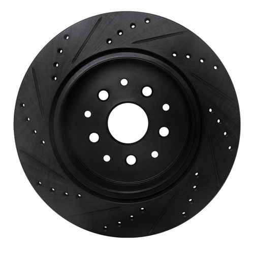 R1 93-98 Toyota Supra Rear Right Drilled & Slotted Black Brake Rotor