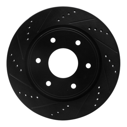 R1 05-07 Infiniti QX56 Front Left Drilled & Slotted Black Brake Rotor ECB-67096L