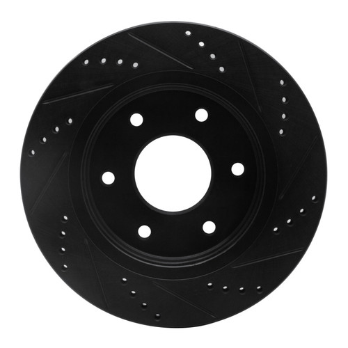 R1 05-07 Infiniti QX56 Front Left Drilled & Slotted Black Brake Rotor ECB-67096L