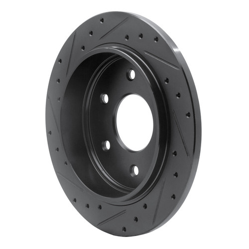 R1 04-15 Infiniti QX56 Rear Right Drilled & Slotted Black Brake Rotor