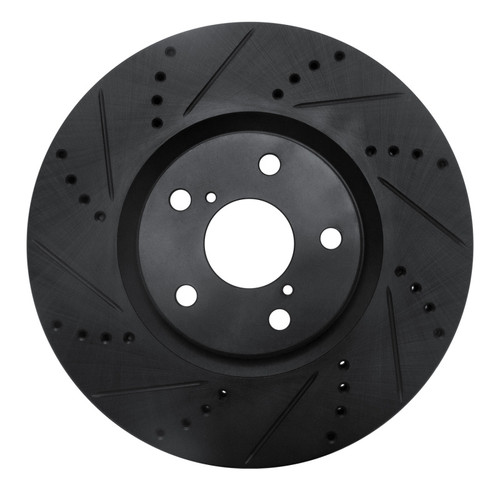 R1 93-98 Toyota Supra Right Front Drilled & Slotted Black Brake Rotor